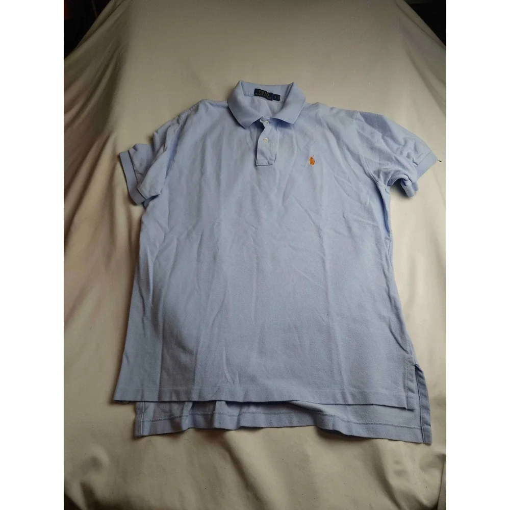 Polo Ralph Lauren Polo Shirt Mens Large Light Blue Knit Short Sleeve Preppy